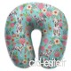 Travel Pillow Liver Spotted Dalmatian Florals Blue Memory Foam U Neck Pillow for Lightweight Support in Airplane Car Train Bus - B07VF7N8XF